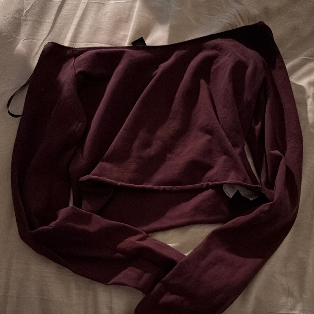 Stylish Burgundy Long Sleeve Crop Top